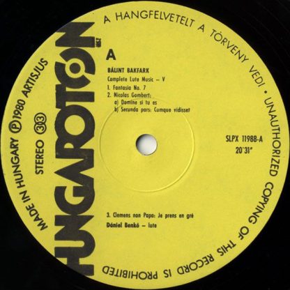 Hungaroton SLPX 11988 - Complete Lute Music 5 - Image 3