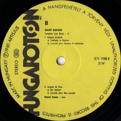 Hungaroton SLPX 11988 - Complete Lute Music 5 - Image 4