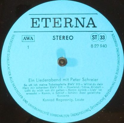 Eterna 8 27 940 - Ein Liederabend Mit Peter Schreier - Image 4