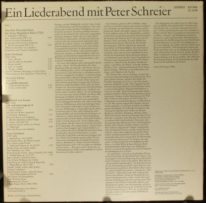 Eterna 8 27 940 - Ein Liederabend Mit Peter Schreier - Image 2
