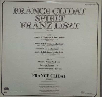 Bellaphon Germany 680.27.014 - France Clidat Spielt Franz Liszt - Image 2