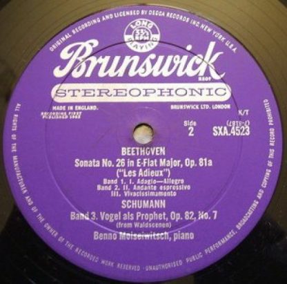 Brunswick SXA 4523 - Moonlight / Les Adieux / Andante Favori / V - Image 2