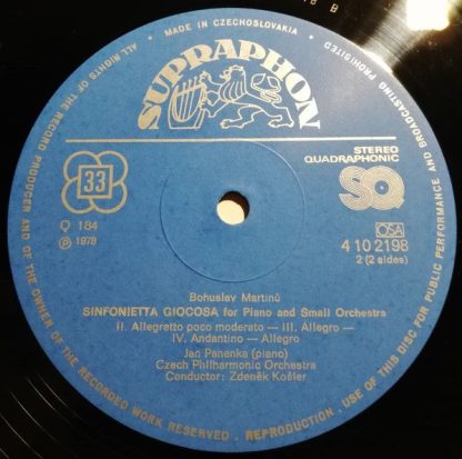 Supraphon 4 10 2198 - Concertino For Piano Trio And String Orche - Image 4