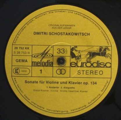 Eurodisc 28 752 KK - Violinsonate Op. 134; Preludio In Memoriam - Image 3