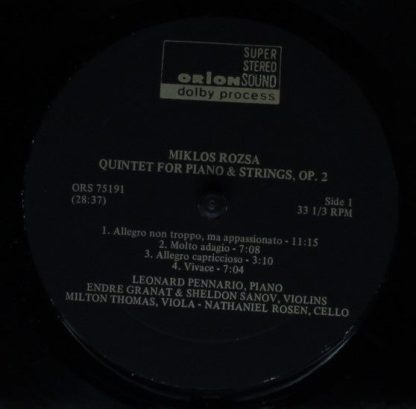 Orion ORS 75191 - Piano Quintet, Op. 2 / String Trio, Op. 1 - Image 3