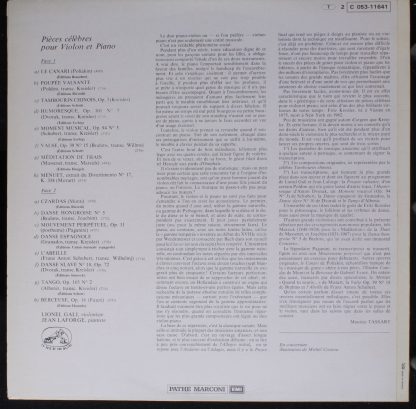 EMI 2C 053-11641 - Pièces Célèbres Pour Violon & Piano - Image 2