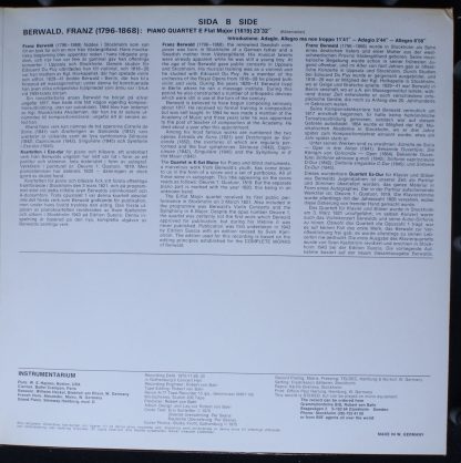 BIS LP-44 - Piano Quintet B Flat Major / Piano Quartet E Flat Ma - Image 3