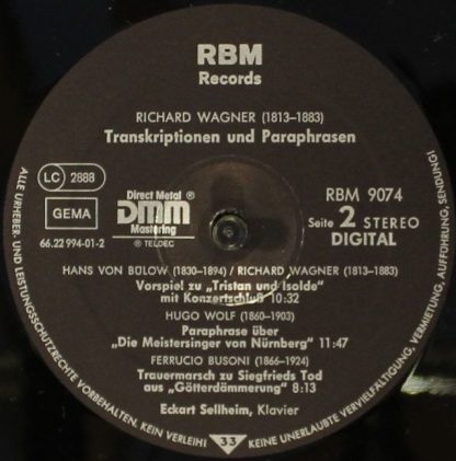 RBM Records RBM 9074 - Transkriptionen Und Paraphrasen - Image 4
