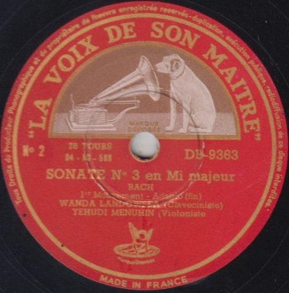 La Voix De Son Maître DB-9362 - Sonate No 3 En Mi Majeur