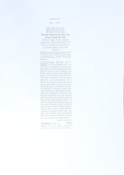 EMI Digital 7 47740 1 - Davidde Penitente K 469 / Ave Verum Corp - Image 5
