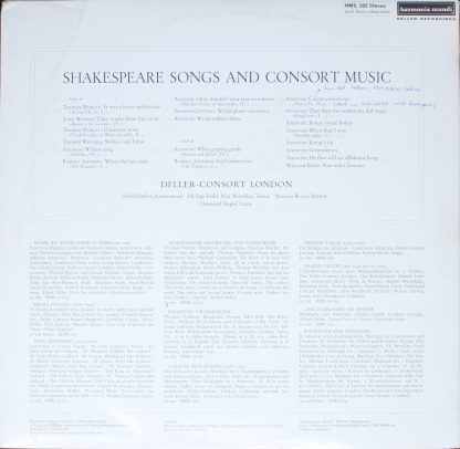 Harmonia Mundi HMS 202 - Shakespearean Songs And Consort Music - Image 2