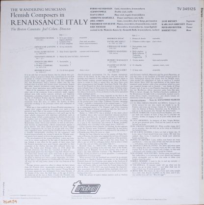 Turnabout TV 34512S - Flemish Composers In Renaissance Italy (Th - Image 2