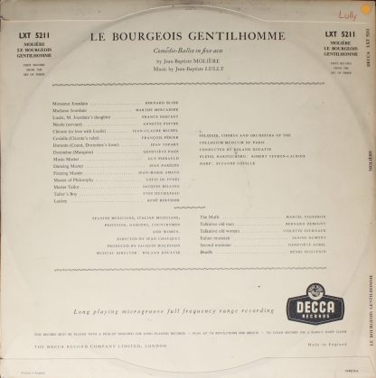 DECCA LXT 5211-3 - Le Bourgeois Gentilhomme - Image 2