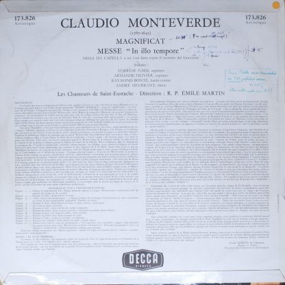 Disques Decca 173.826 - Magnificat / Messe "In Illo Tempore" - Image 2