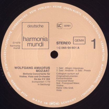 Harmonia Mundi 1C 065-99801 - Konzertante Sinfonien KV364 und KV - Image 3