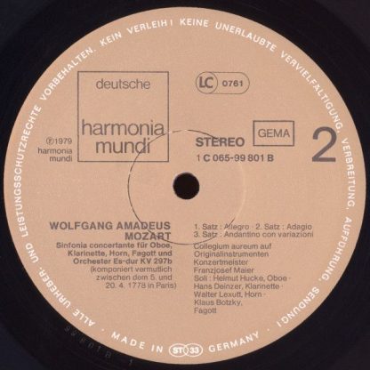 Harmonia Mundi 1C 065-99801 - Konzertante Sinfonien KV364 und KV - Image 4