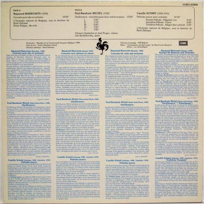EMI 1A 063-23989 - BAERVOETS - Michel - SCHMIT VIOLA violin PIAN - Image 2