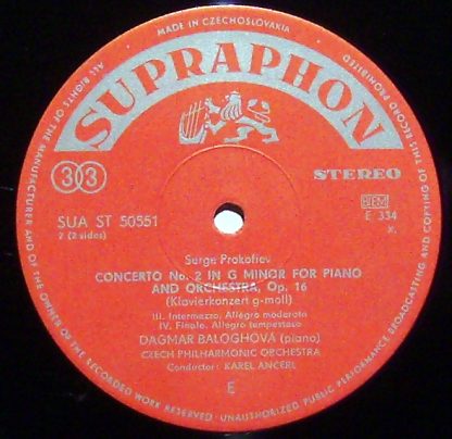 Supraphon SUA ST 50551 - Concerto No. 2 In G Minor For Piano And - Image 3