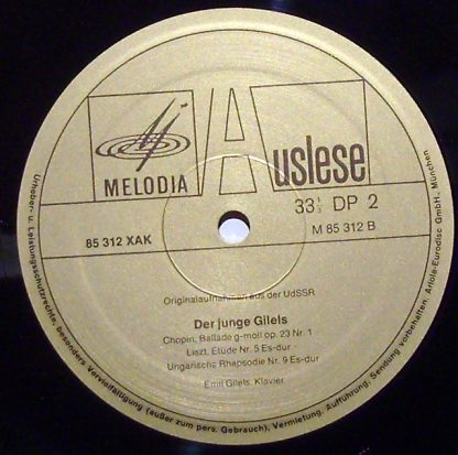 Eurodisc 85 312 XAK - Der Junge Gilels - Aufnahmen Aus Den Jahre - Image 3