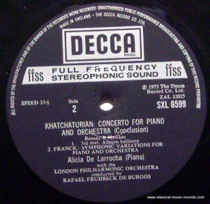 DECCA SXL 6599 - Piano Concerto / Symphonic Variations - Image 3