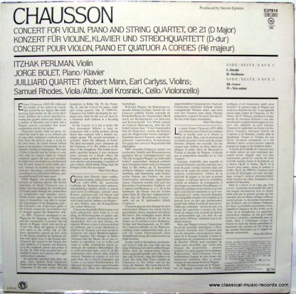CBS Masterworks D37814 - Concert For Violin, Piano And String Qu - Image 3