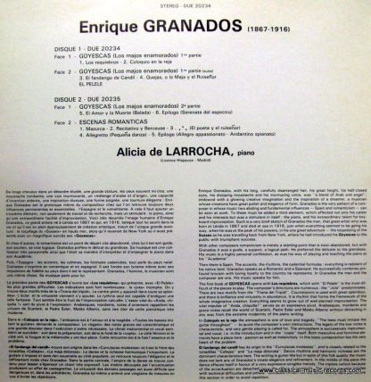 Erato DUE 20234 - Goyescas • Enregistrement Intégral - Image 2