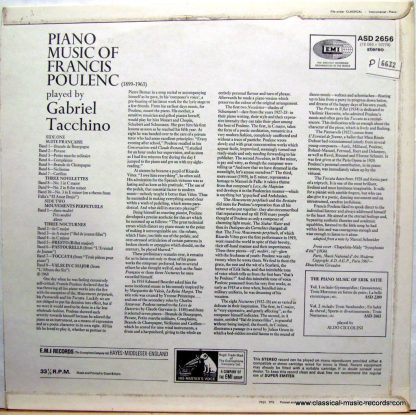 His Master's Voice ASD 2656 - Piano Music Of Francis Poulenc/ Mo - Image 2
