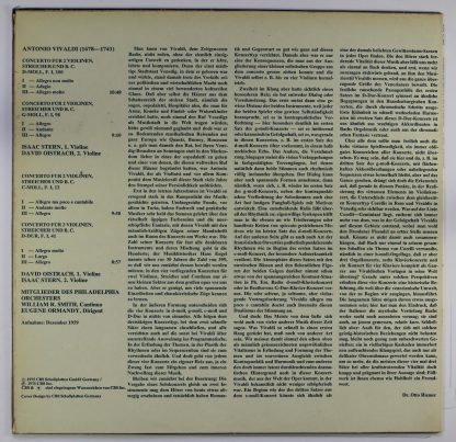 CBS 61 629 - Konzerte Für 2 Violinen, Streicher Und B. C. - Image 2
