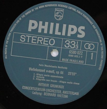 Philips 6580 022 - Arthur Grumiaux Spielt Mendelssohn & Bruch - Image 3