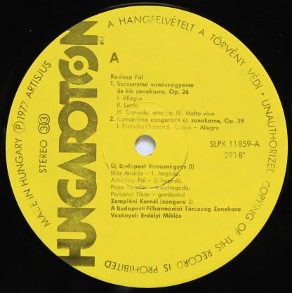 Hungaroton SLPX 11859 - Concerto For String Quartet And Chamber - Image 3