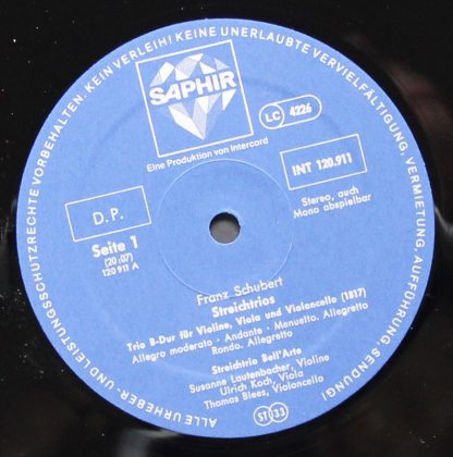 Saphir INT 120.911 - Franz Schubert: String Trios - Image 3