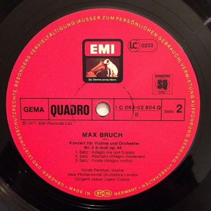 EMI 1 C 063-02 804 Q - Scottish Fantasy / Violin Concerto No. 2 - Image 4