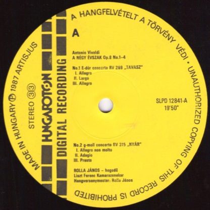 Hungaroton SLPD 12841 - A Négy Évszak Op. 8 No. 1-4 - Image 2