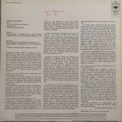 CBS S 72828 - Chausson: Poème Saint-Saëns: Introduction And Rond - Image 2