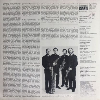 Schwann Musica Mundi VMS 1066 - Saxophonquartette - Image 2