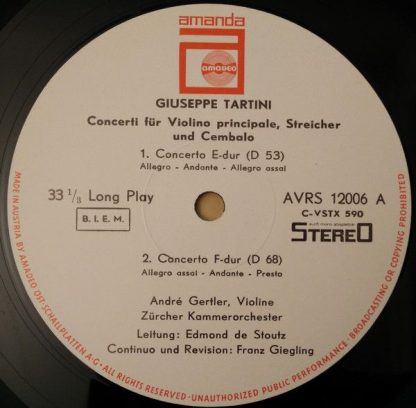 Amadeo AVRS 12006 St - Concerto E-dur (D 53) / Concerto G-dur (D - Image 3