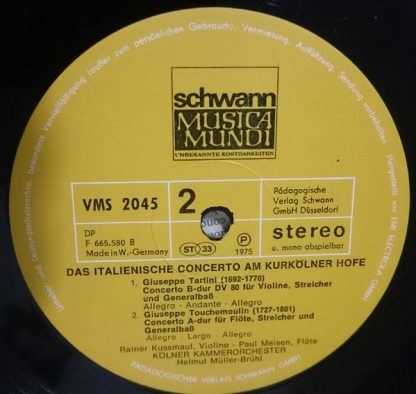 Schwann Musica Mundi VMS 2045 - Das Italienische Concerto Am Kur - Image 4