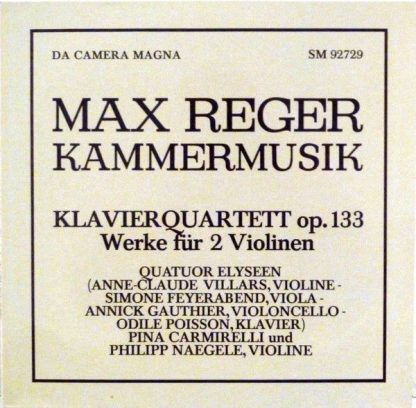 Da Camera Magna SM 92729 - Kammermusik, Klavierquartett Op. 133,