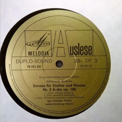 Eurodisc 78 431 ZK - Bach: Sonate Für Violine Und Klavier - Brah - Image 3