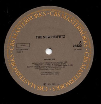 CBS CBS 76420 - The New Heifetz Recital 1972 - Image 2