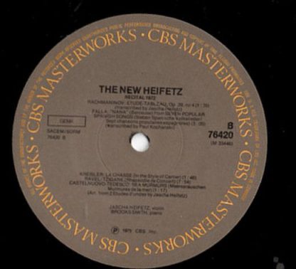 CBS CBS 76420 - The New Heifetz Recital 1972 - Image 3