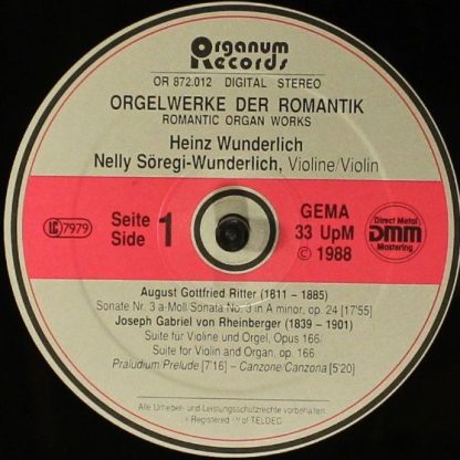 Organum Records OR LP 872.012 - Orgelwerke der Romantik - Image 3