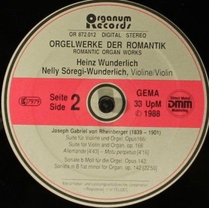 Organum Records OR LP 872.012 - Orgelwerke der Romantik - Image 4