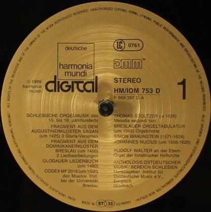 Deutsche Harmonia Mundi HM/IOM 753 D - Schlesische Orgelmusik (1 - Image 6