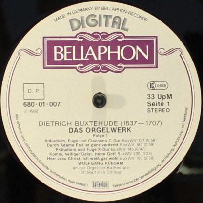 Bellaphon Germany 680-01-033 - Dietrich Buxtehude - Das Orgelwer - Image 3