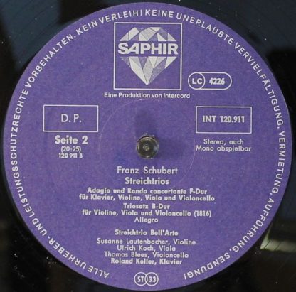 Saphir INT 120.911 - Franz Schubert: String Trios - Image 3