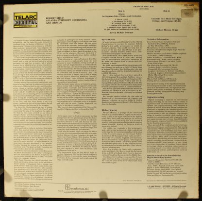 Telarc DG-10077 - Gloria and Concerto in G Minor - Image 2