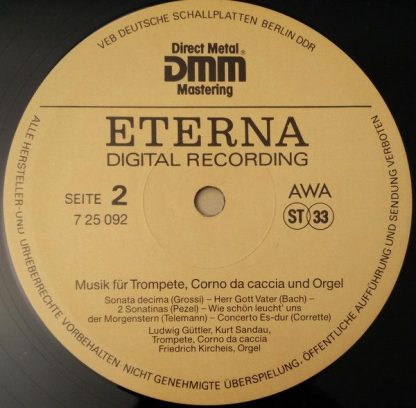 Eterna 725 092 - Musik Für Trompete, Corno Da Caccia Und Orgel - Image 4