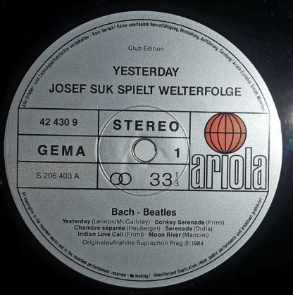 Ariola 42 430 9 - Yesterday (Josef Suk Spielt Welterfolge Bach - - Image 3