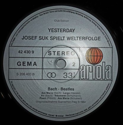 Ariola 42 430 9 - Yesterday (Josef Suk Spielt Welterfolge Bach - - Image 4
